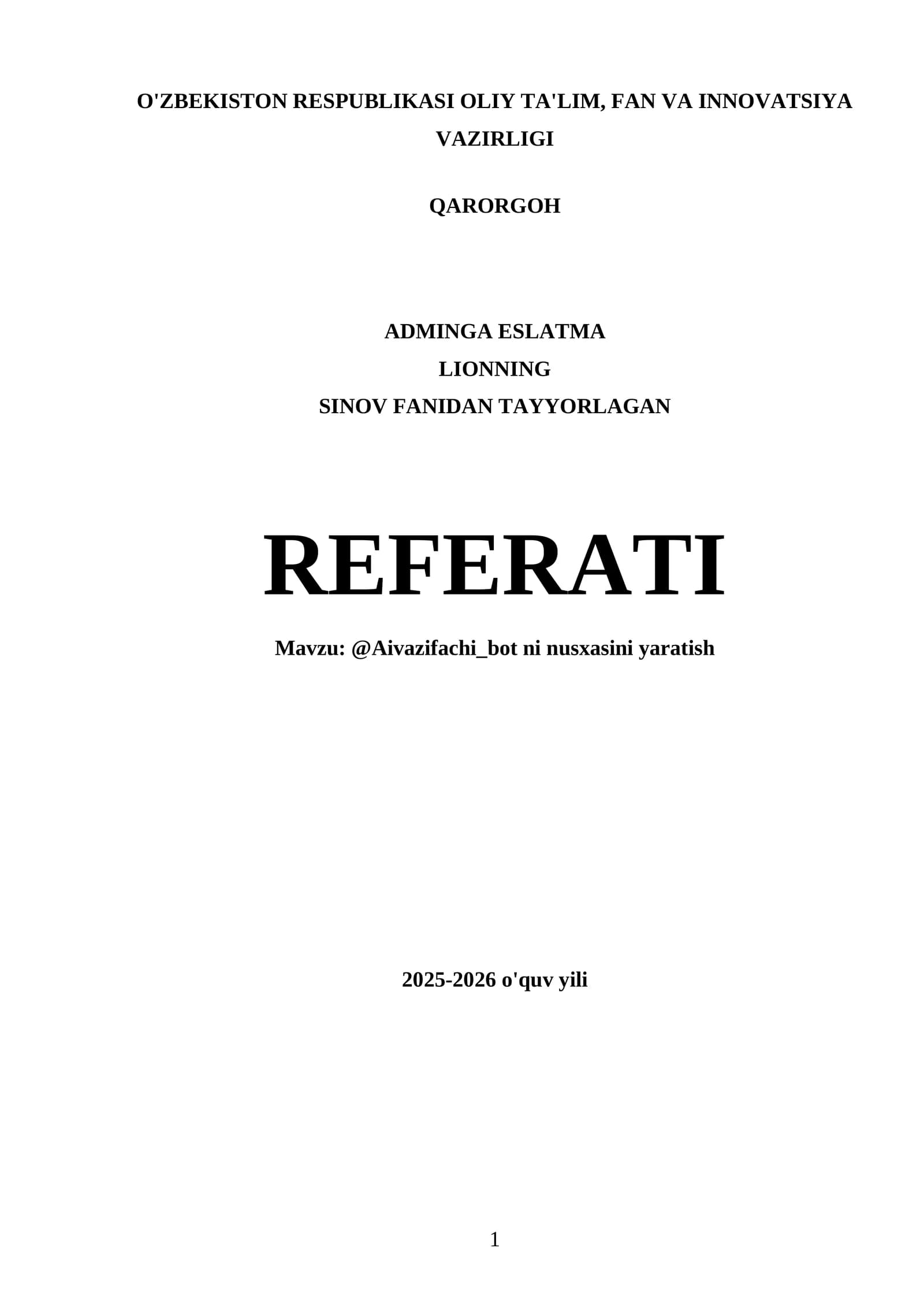 Referatni yaratish