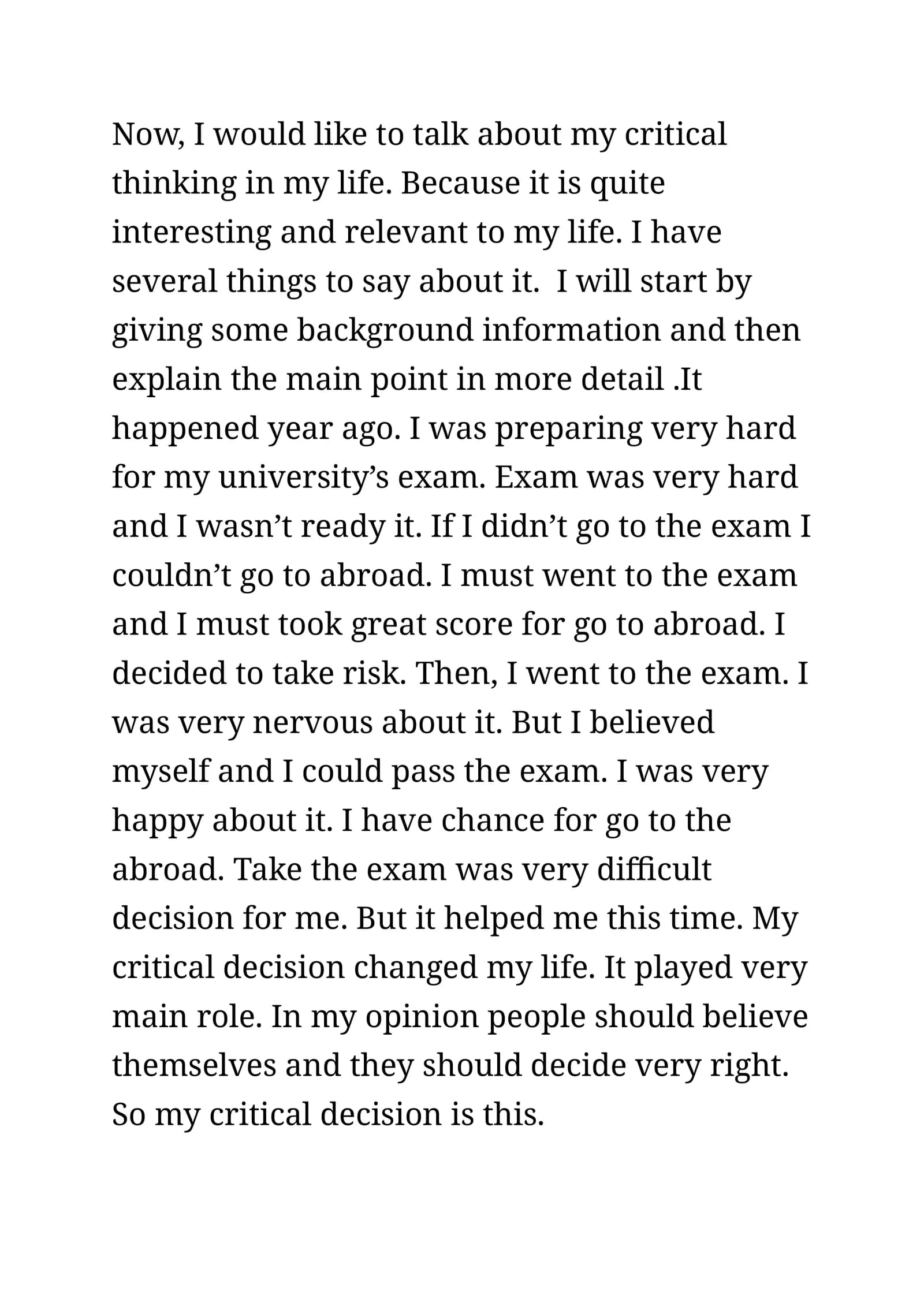 Speaking part 2 cefr