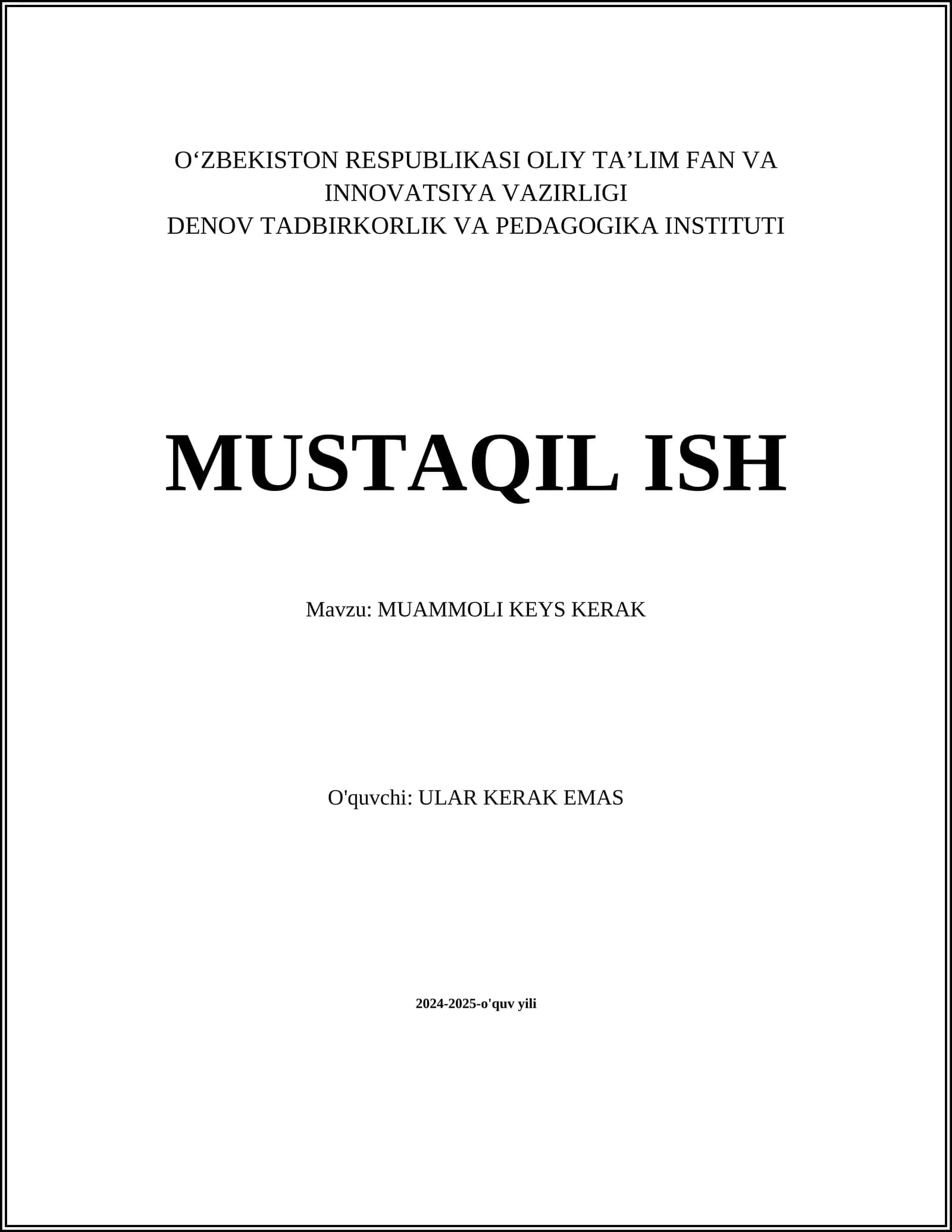 MUAMMOLI KEYS KERAK
