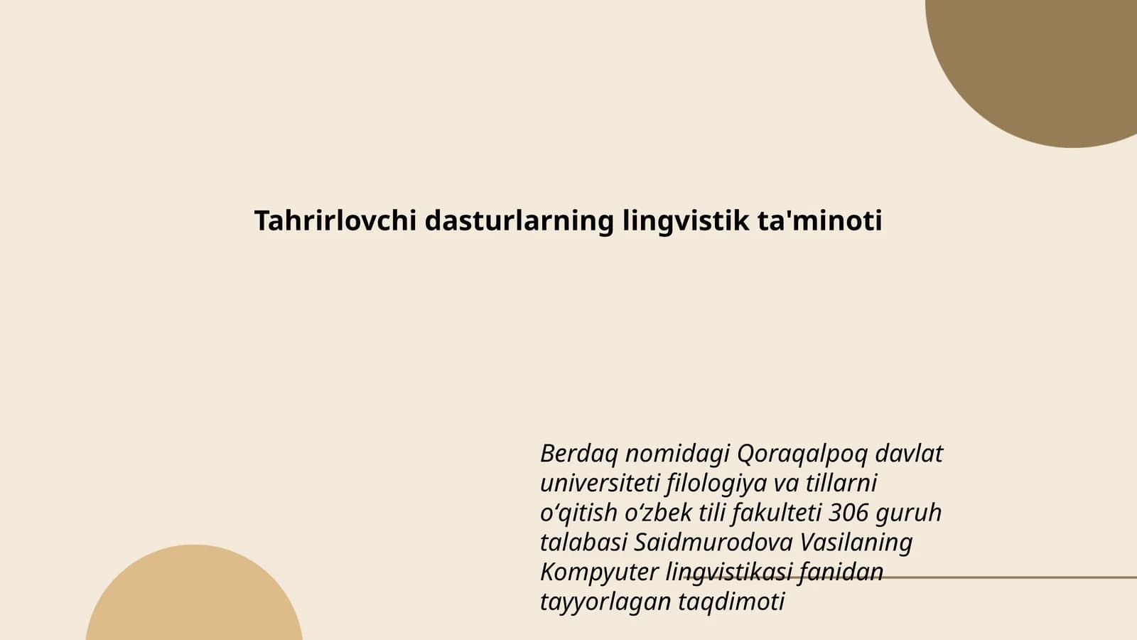 Tahrirlovchi dasturlarning lingvistik ta'minoti