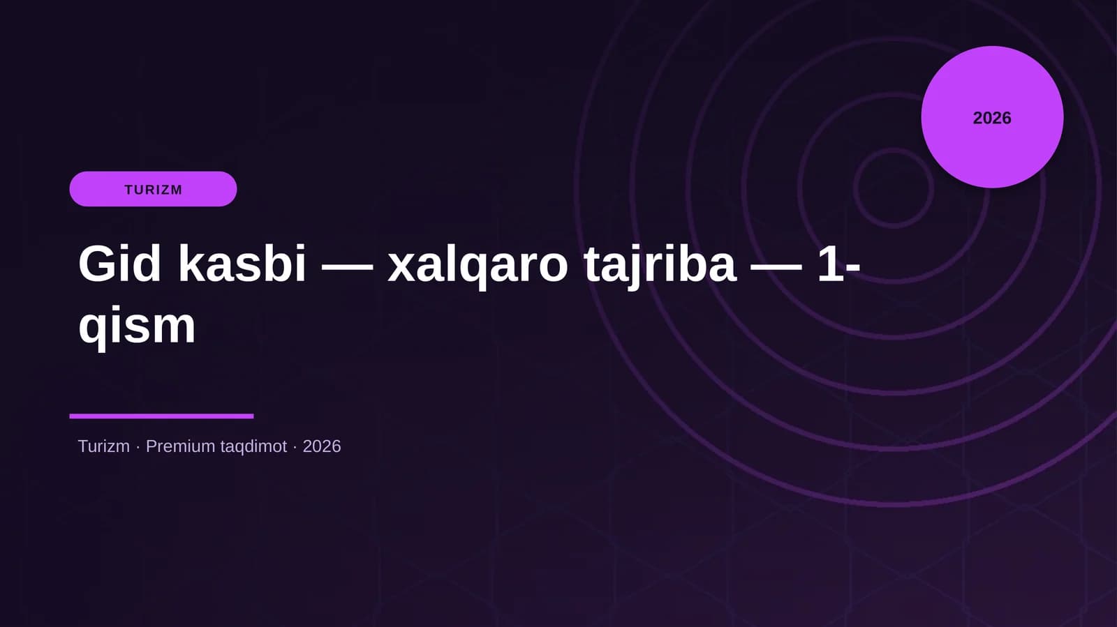 Gid kasbi — xalqaro tajriba — 1-qism