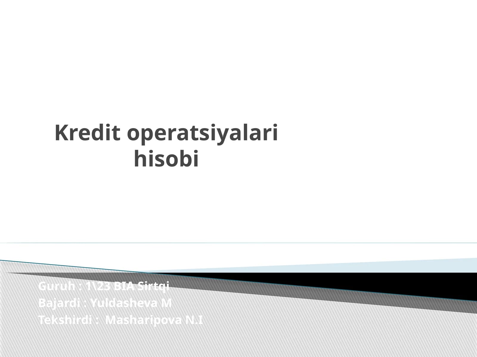 Kredit operatsiyalari hisobi