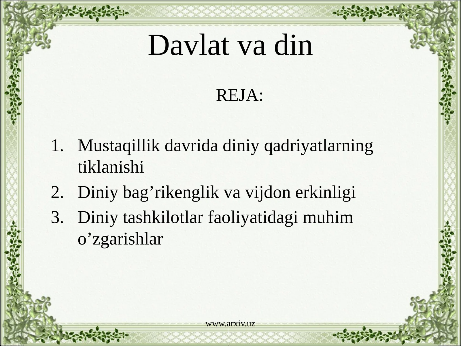 Davlat va din