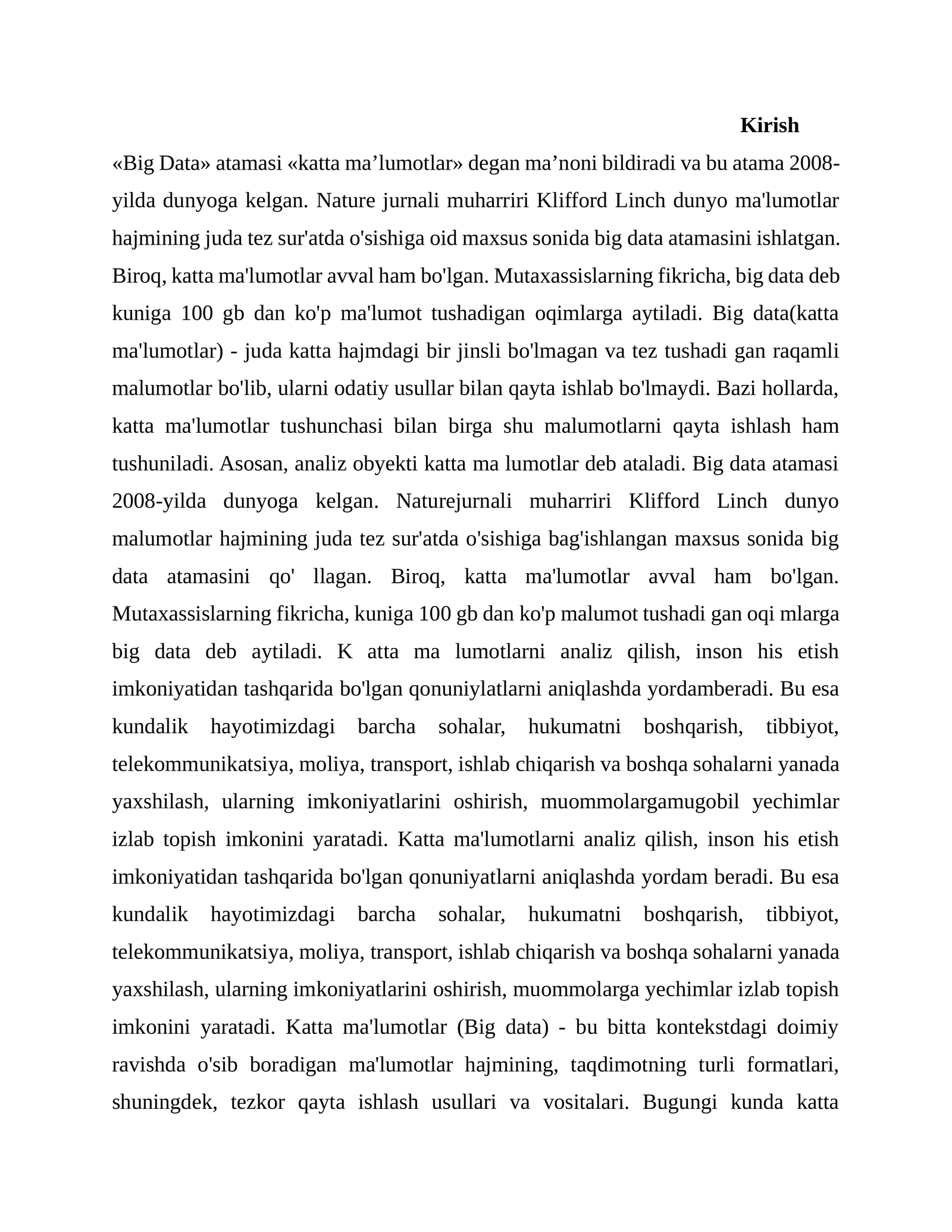 Katta ma'lumotlar (Big Data)