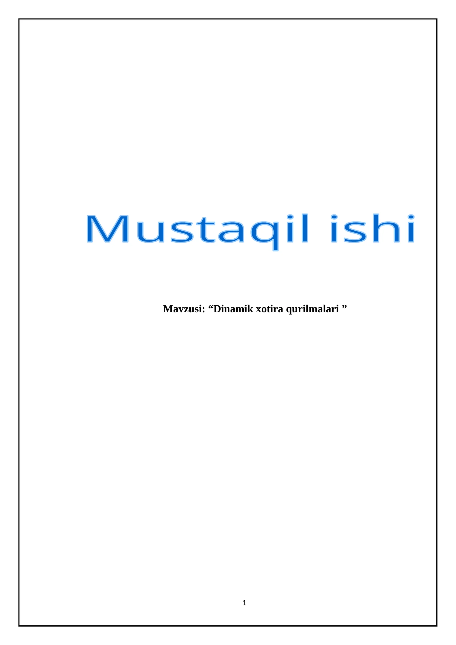 “Dinamik xotira qurilmalari”