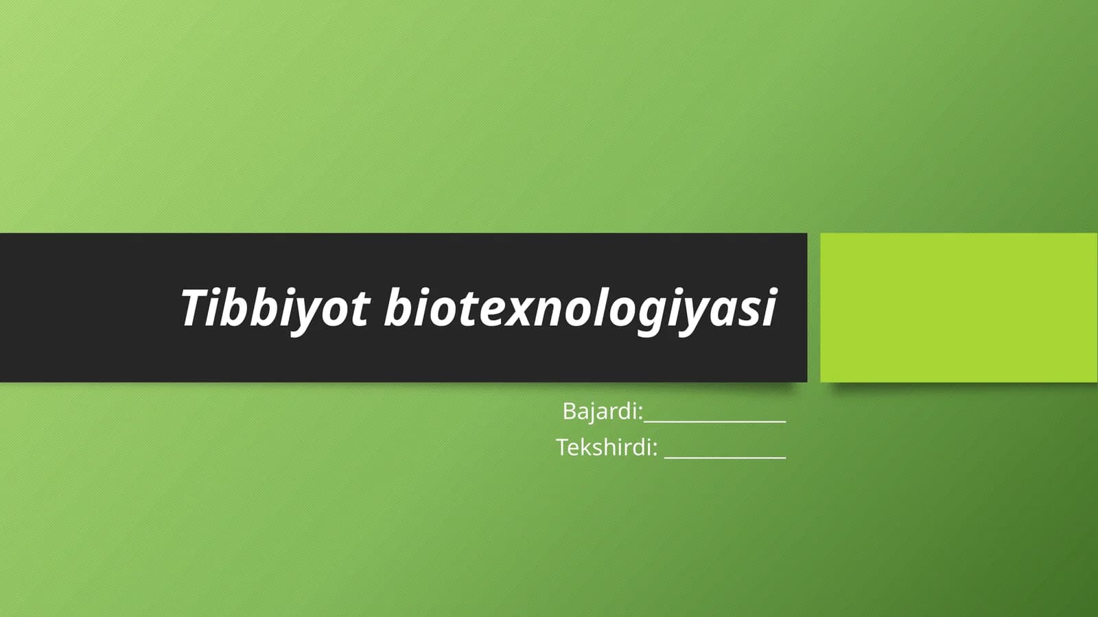 Tibbiyot biotexnologiyasi