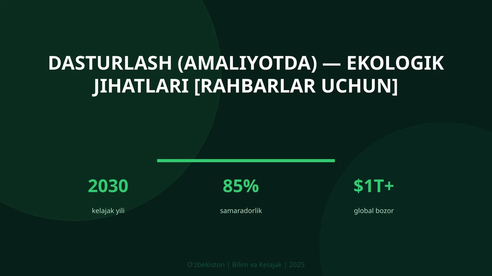 DASTURLASH (AMALIYOTDA) — EKOLOGIK JIHATLARI [RAHBARLAR UCHUN]