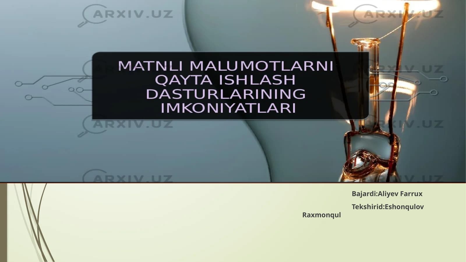 Matnli ma’lumotlarni qayta ishlash dasturlari