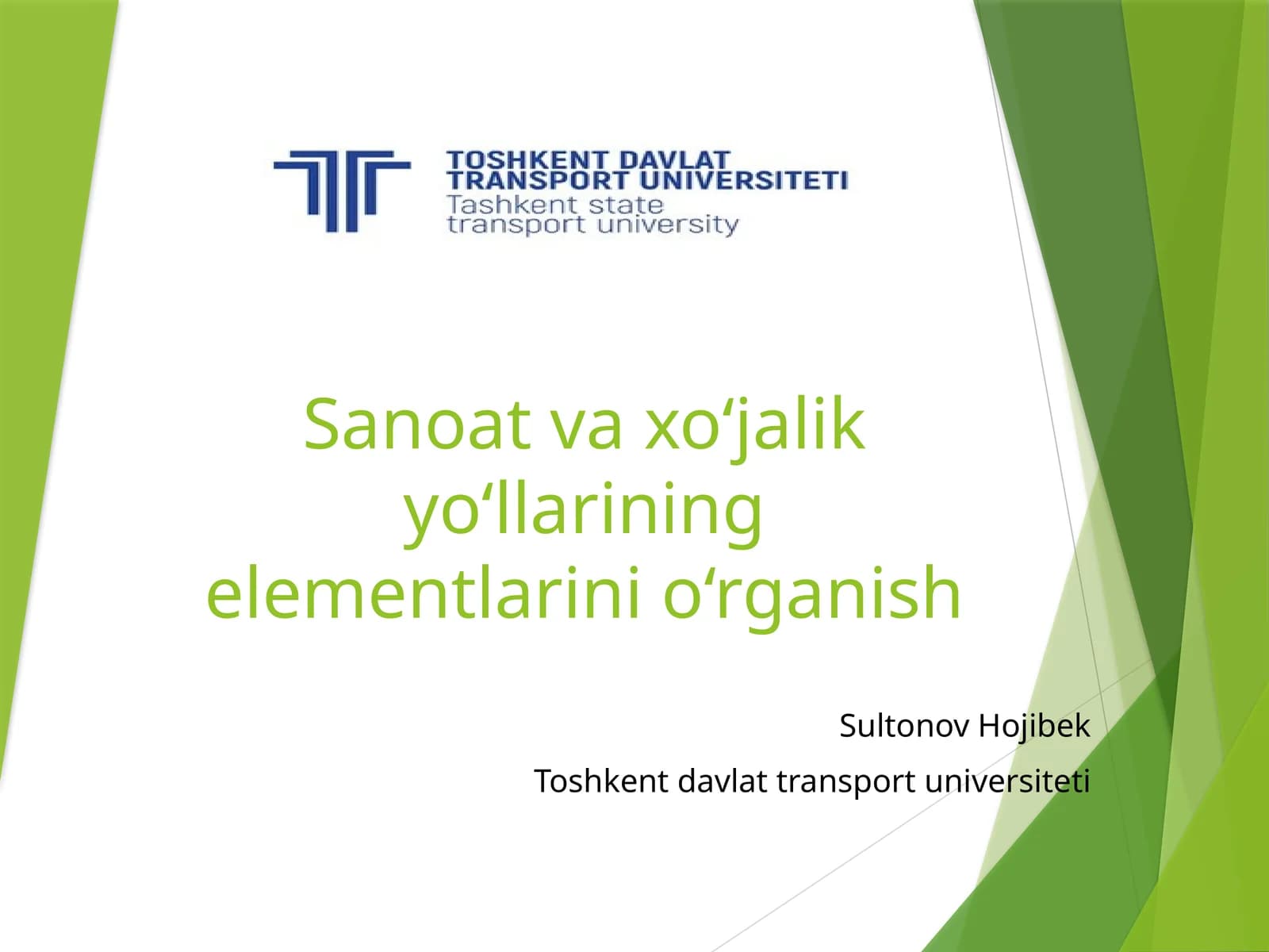 Sanoatvaxo‘jalikyo‘llariningelementlarinio‘rganish