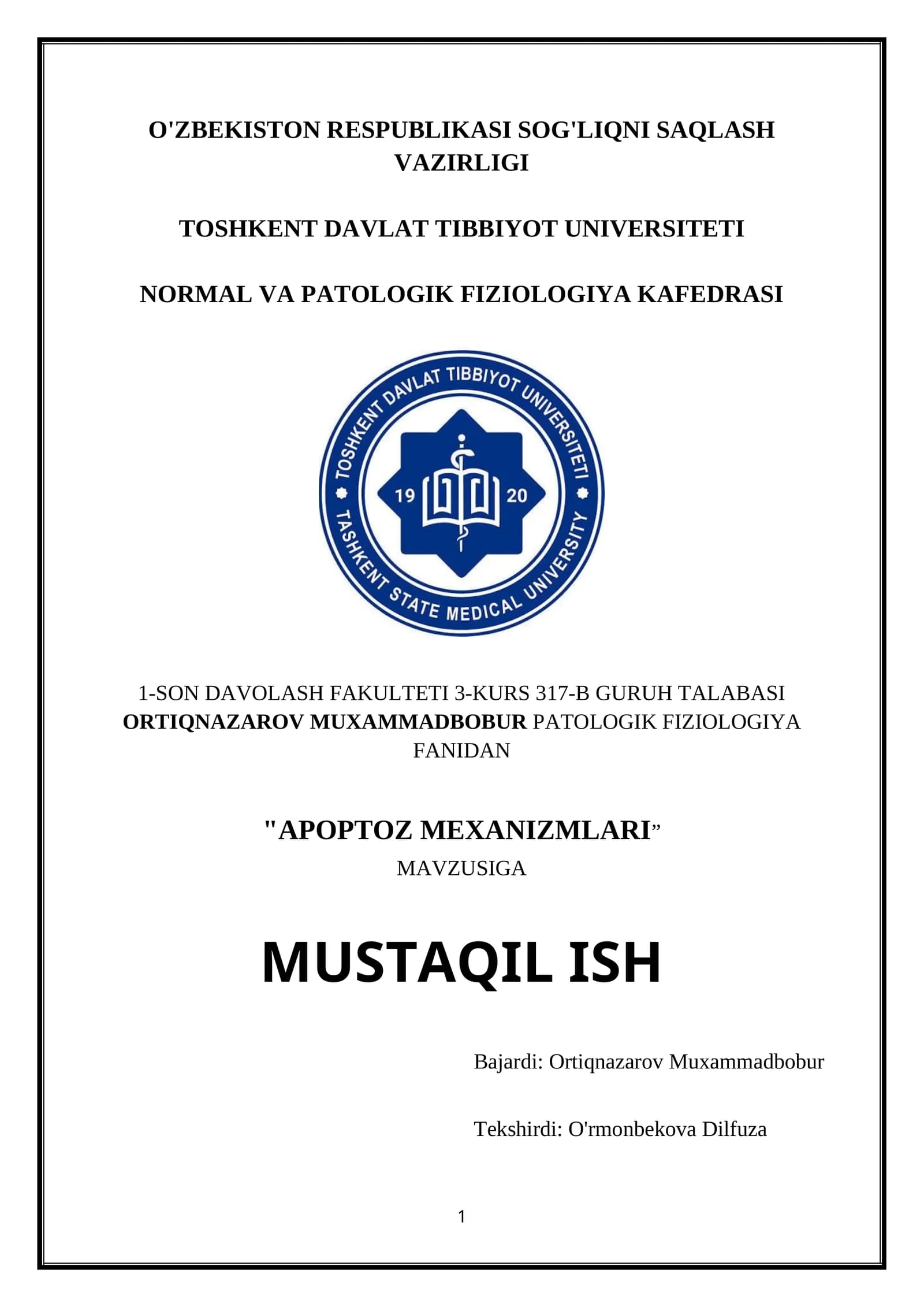 APOPTOZ MEXANIZMLARI