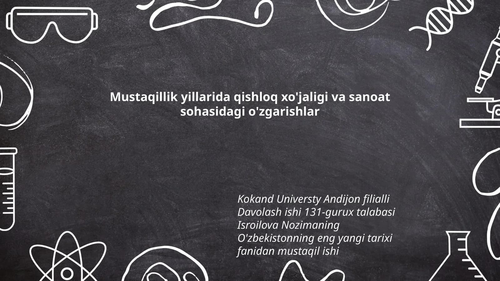 O'zbekistonning eng yangi tarixi fanidan mustaqil ishi