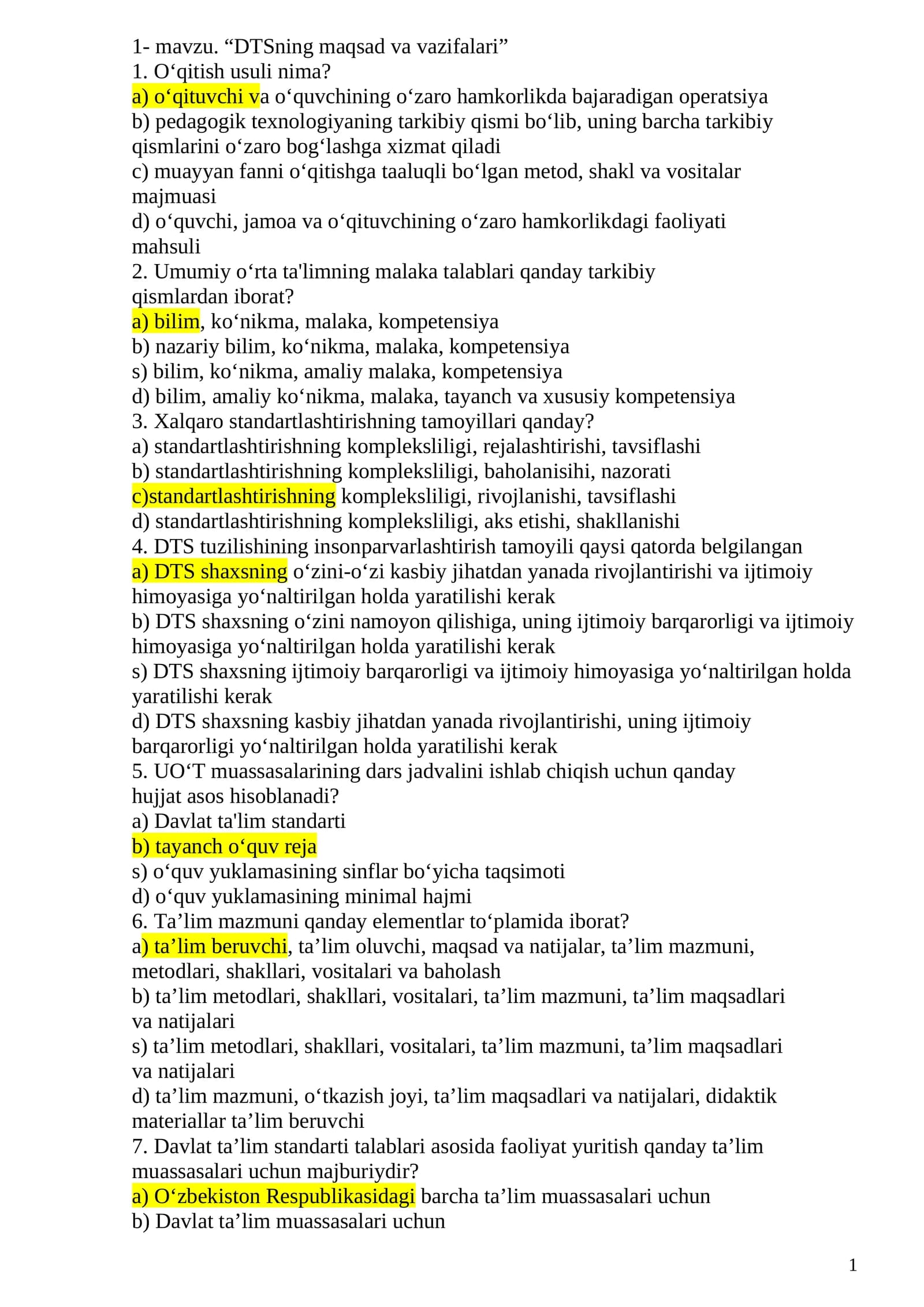 DMTT va Maktab direktorlari uchun menejerlik test lari javoblari 1-TEST KITOBCHA