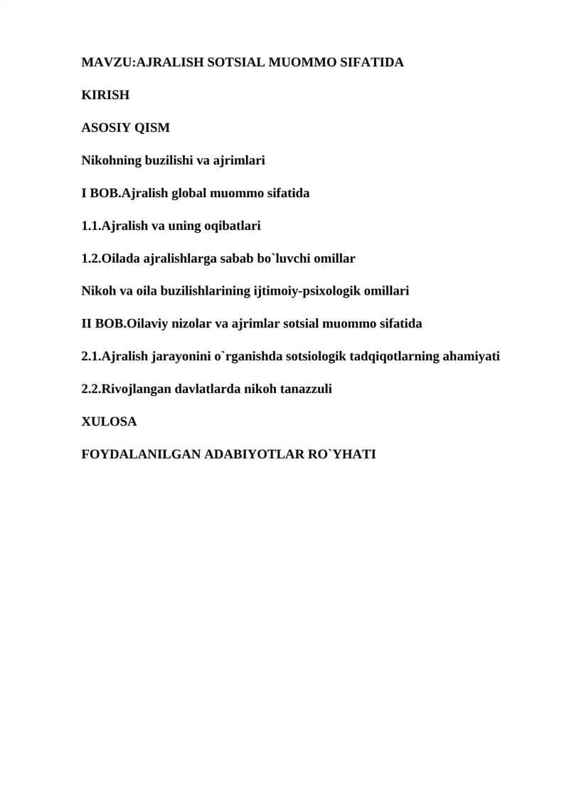 Ajralish sotsial muommo sifatida