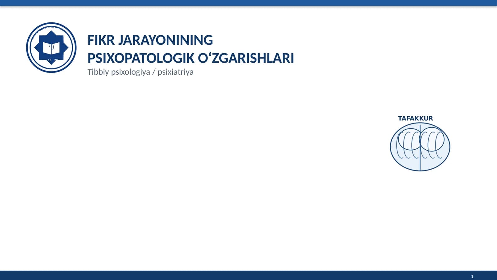 FIKR JARAYONINING PSIXOPATOLOGIK O‘ZGARISHLARI