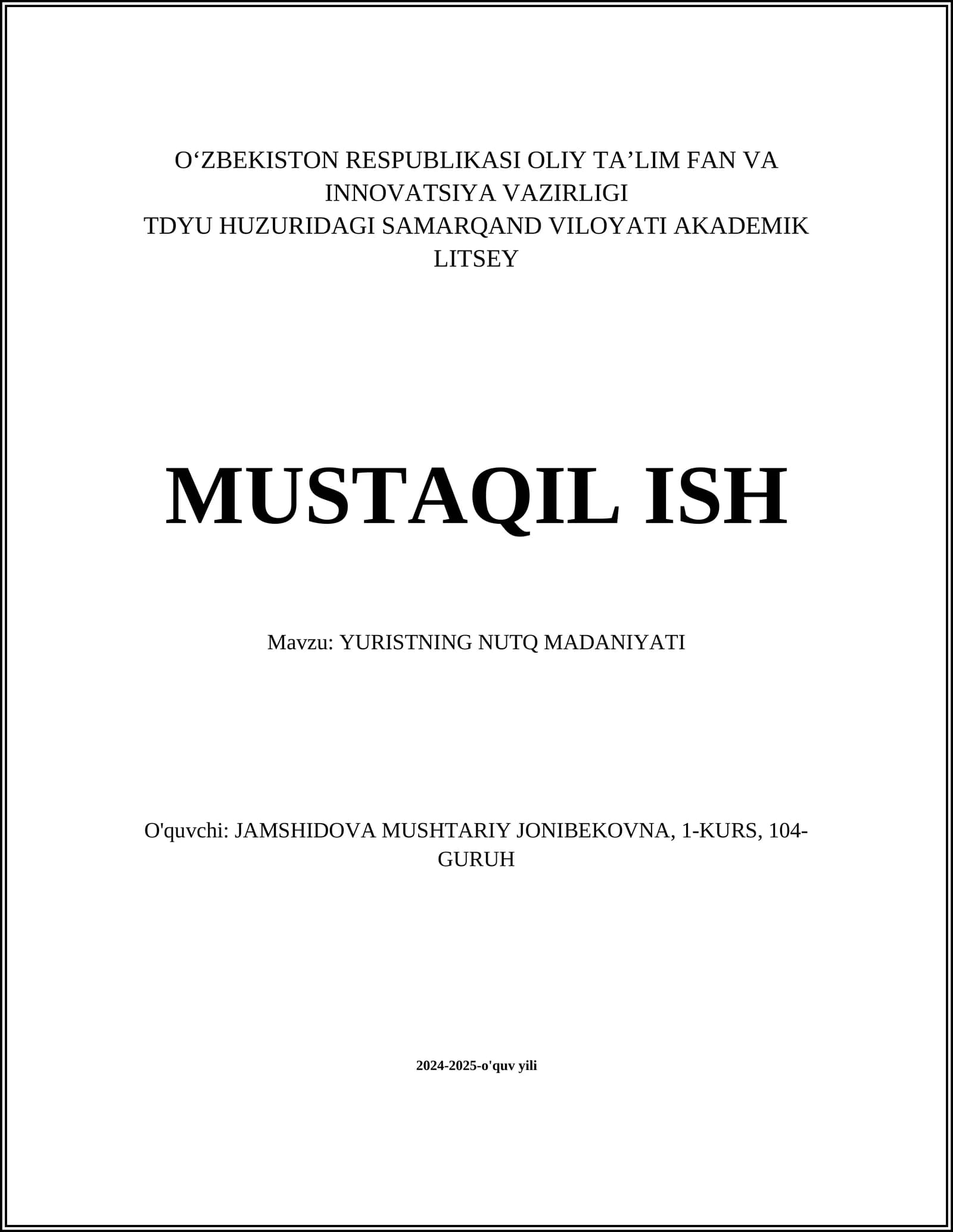 YURISTNING NUTQ MADANIYATI