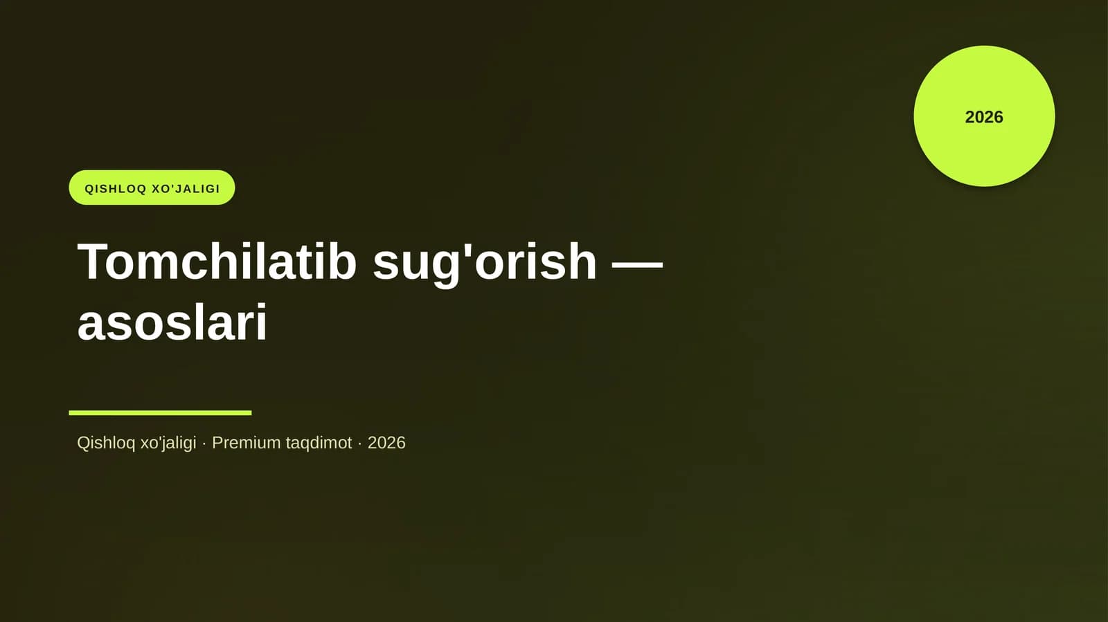 Tomchilatib sug'orish — asoslari
