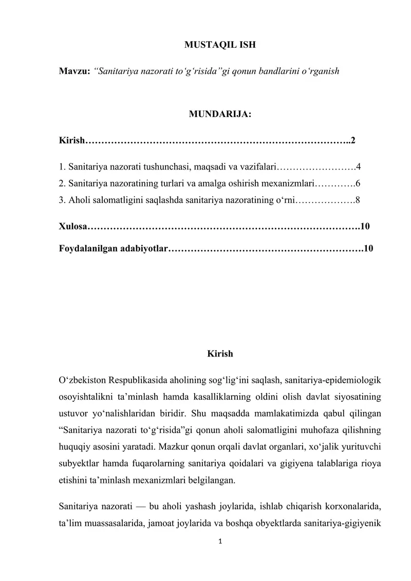 Sanitariya nazorati to‘g‘risida