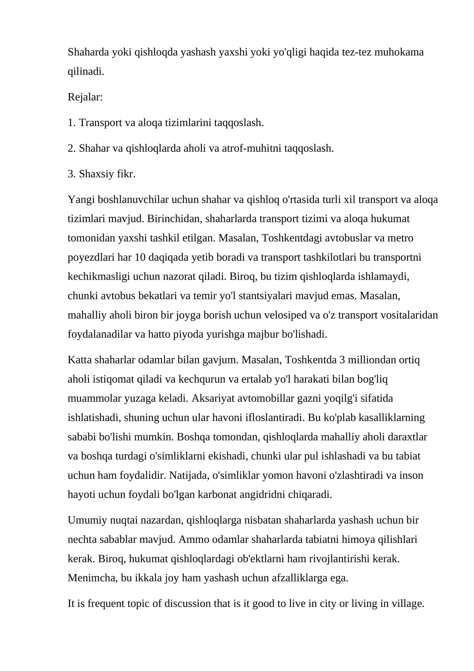 Transport va aloqa tizimlari