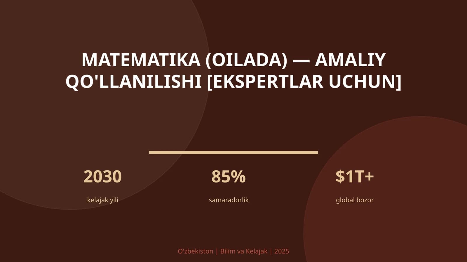 Matematika (Oilada) - Amaliy Qo'llanilishi [Ekspertlar uchun]