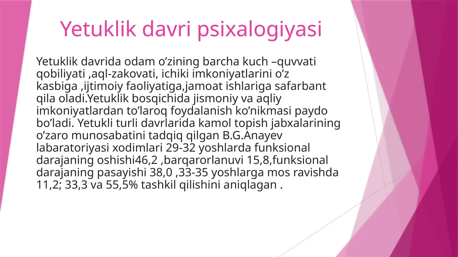 Yetuklik davri psixalogiyasi