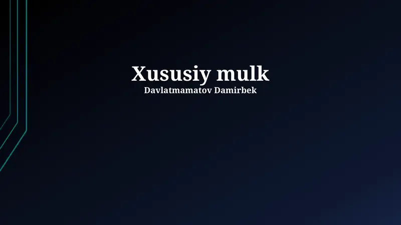 Xususiy mulk