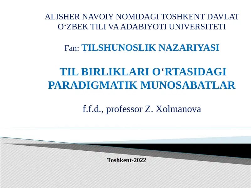TILSHUNOSLIK NAZARIYASI