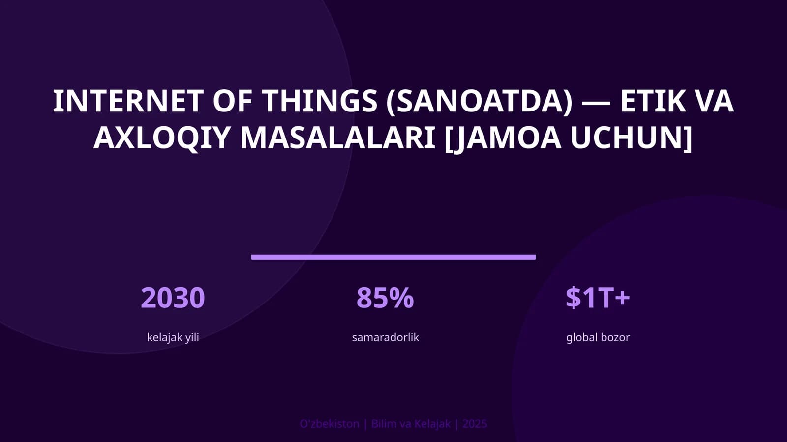 INTERNET OF THINGS (SANOATDA) — ETIK VA AXLOQIY MASALALARI [JAMOA UCHUN]