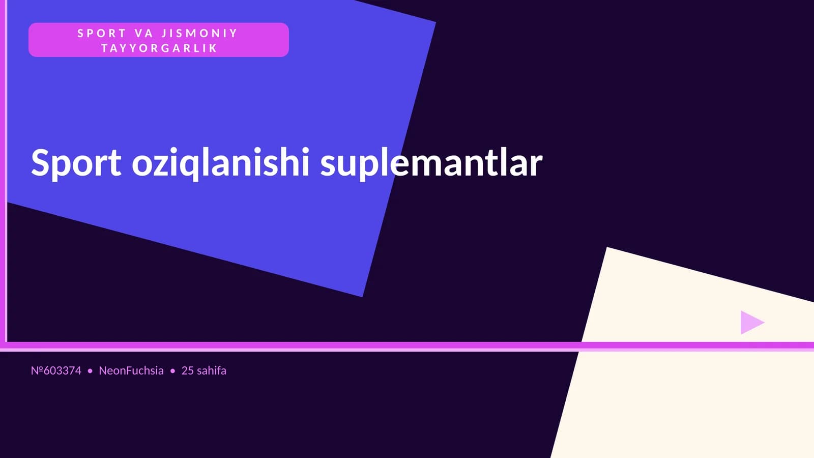 Sport oziqlanishi suplemantlar