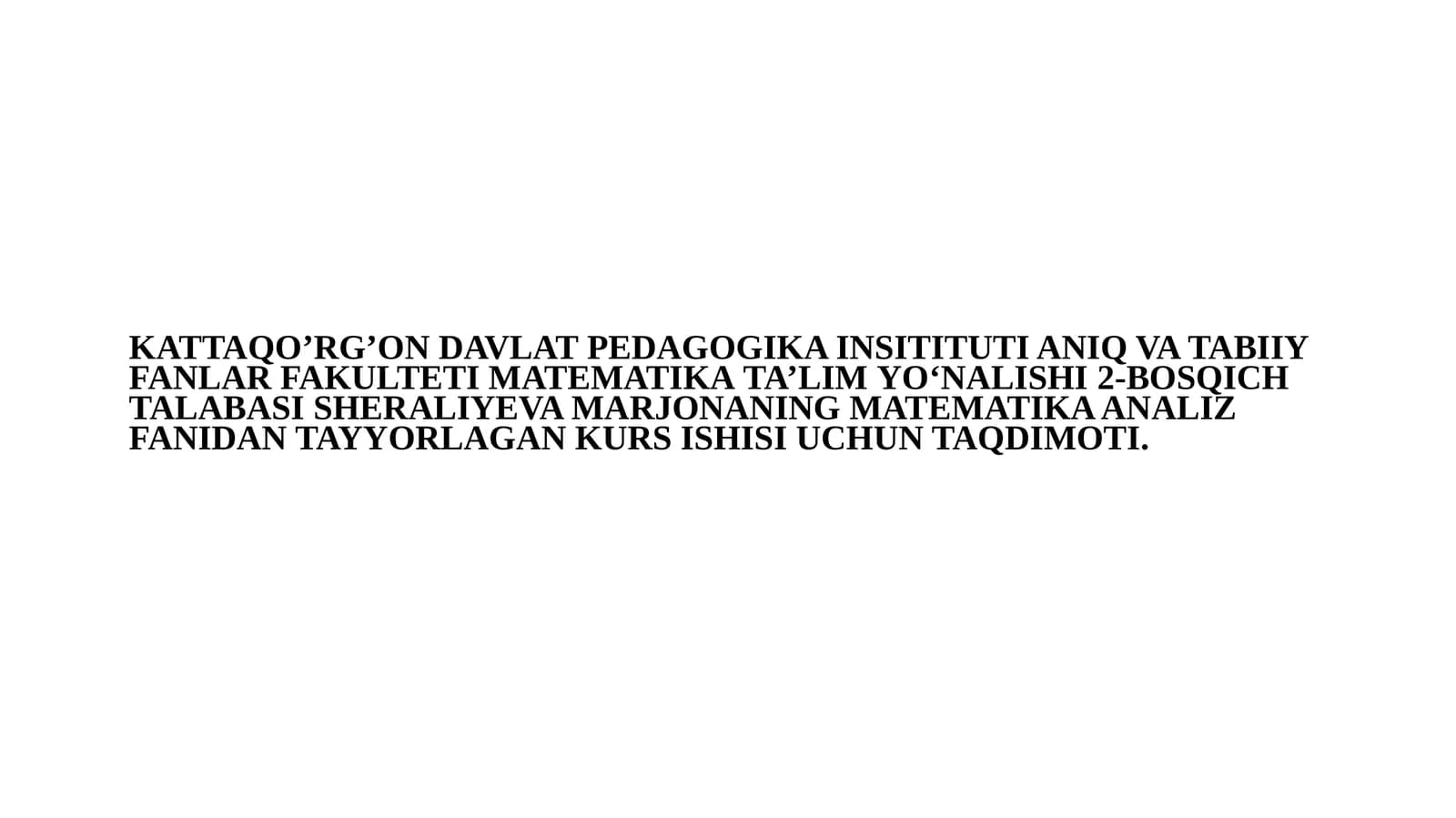 MATEMATIKA TA’LIMYO‘NALISHI