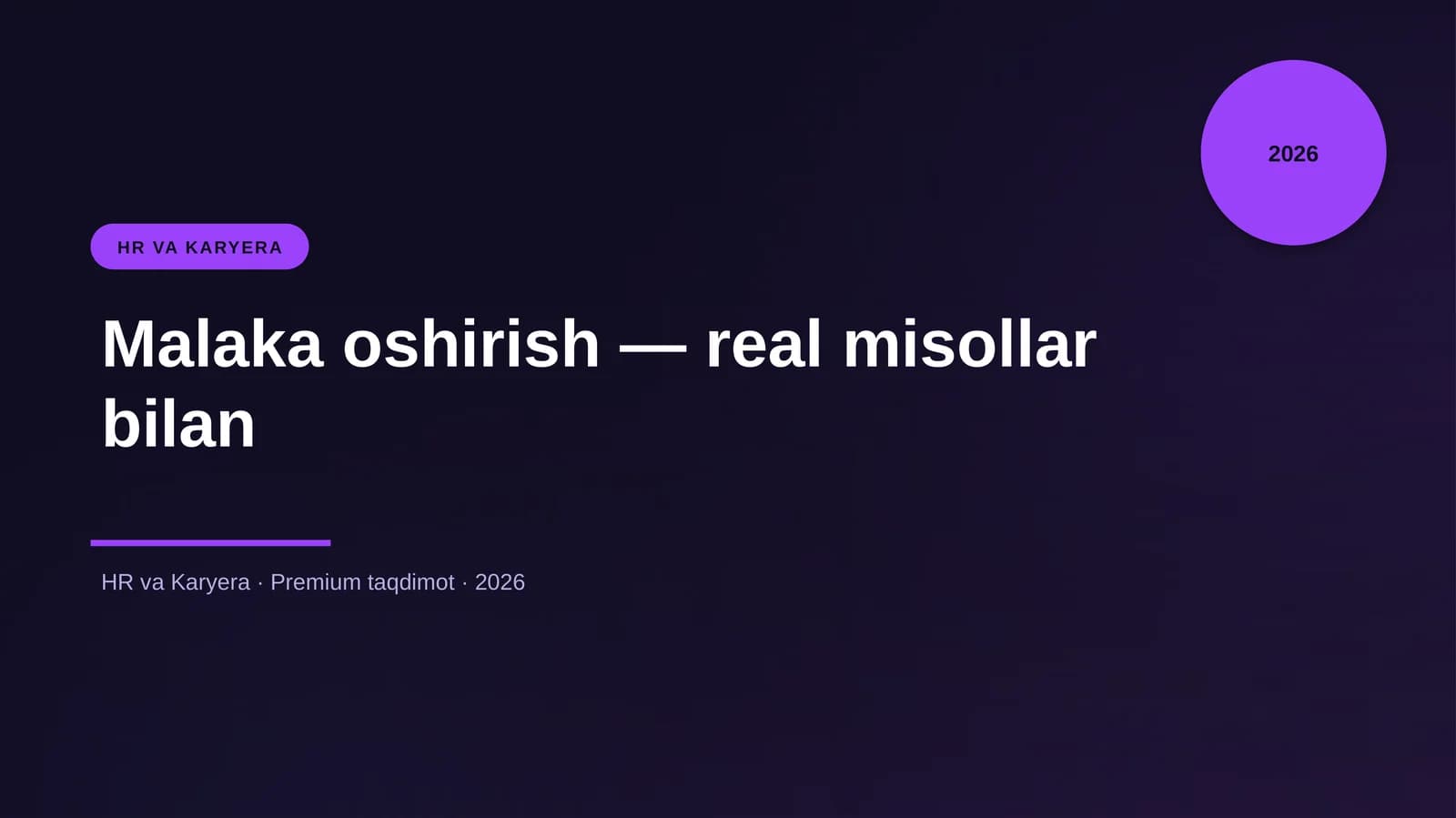 Malaka oshirish - real misollar bilan