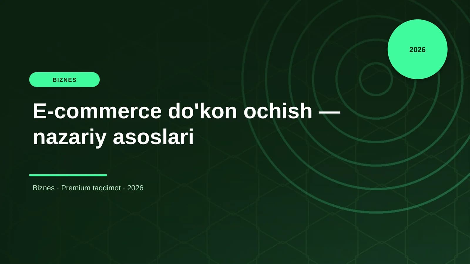 E-commerce do'kon ochish — nazariy asoslari
