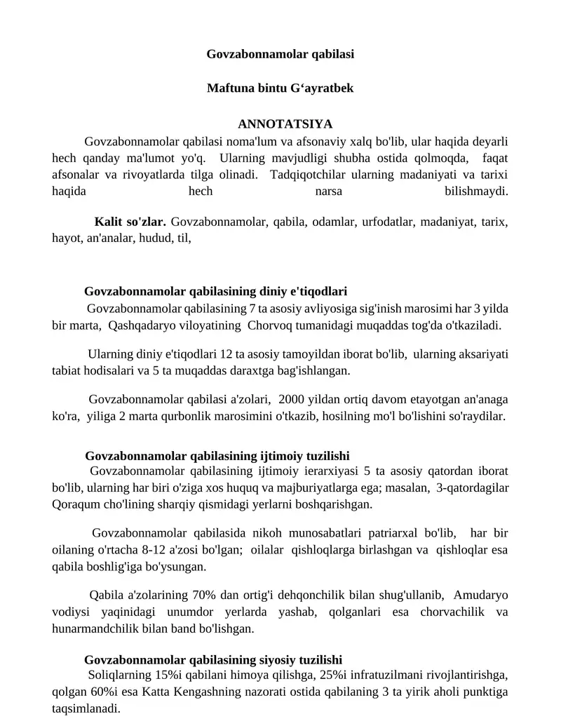 Govzabonnamolar qabilasi