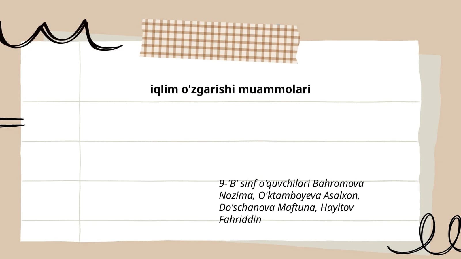 iqlim o'zgarishi muammolari
