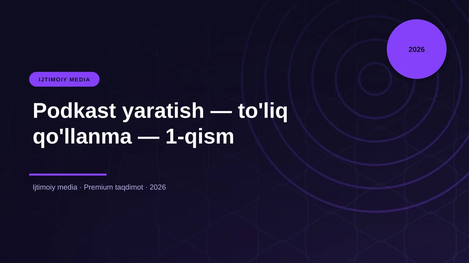 Podkast yaratish — to'liq qo'llanma — 1-qism