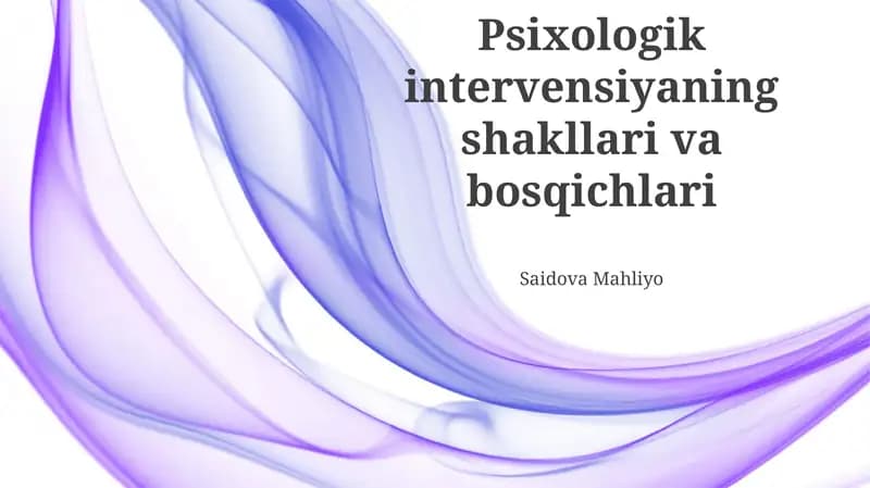 Psixologik aralashuvning shakllari va turlari