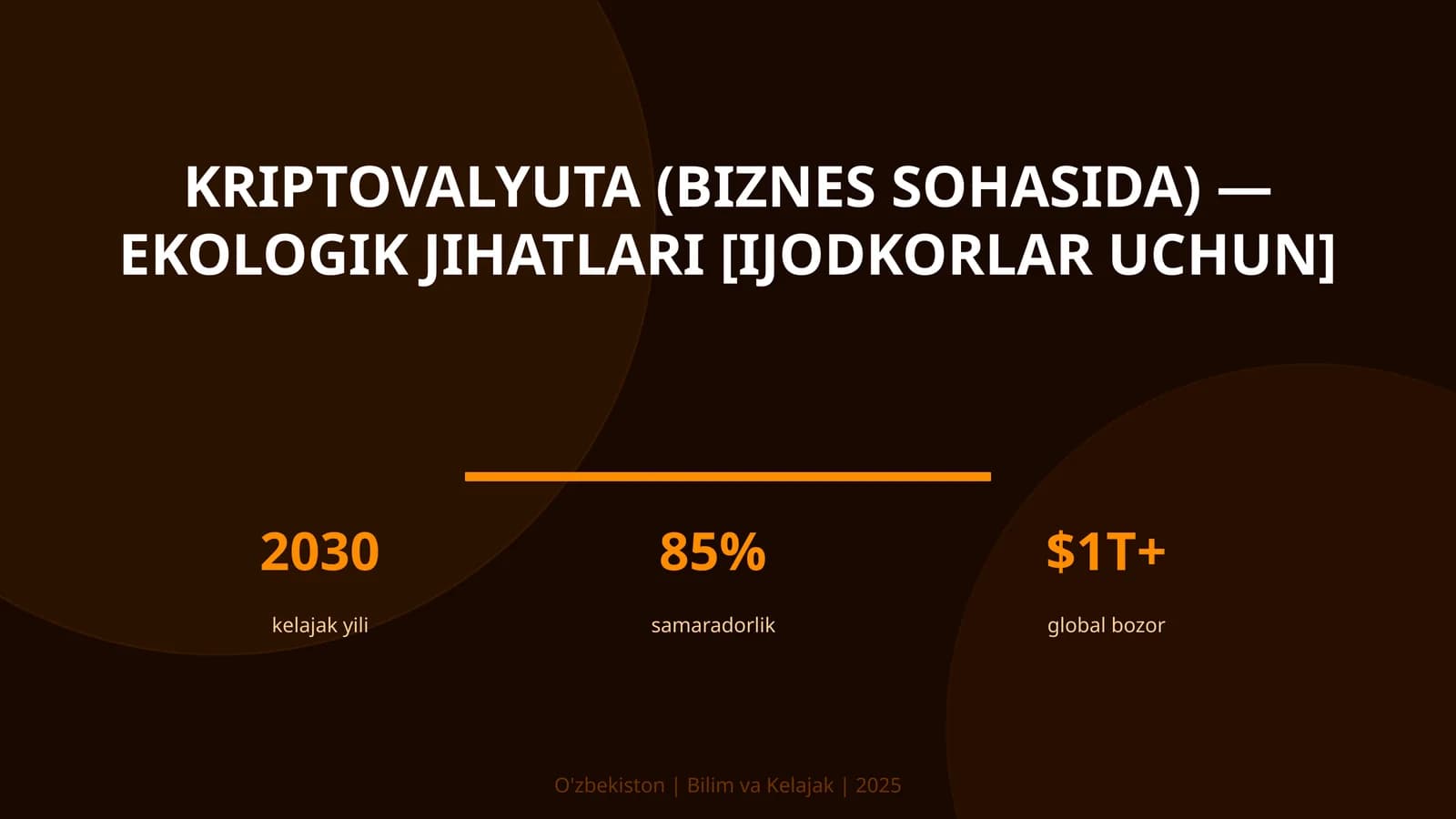 Kriptovalyuta (biznes sohasida) — ekologik jihatlari [ijodkorlar uchun]
