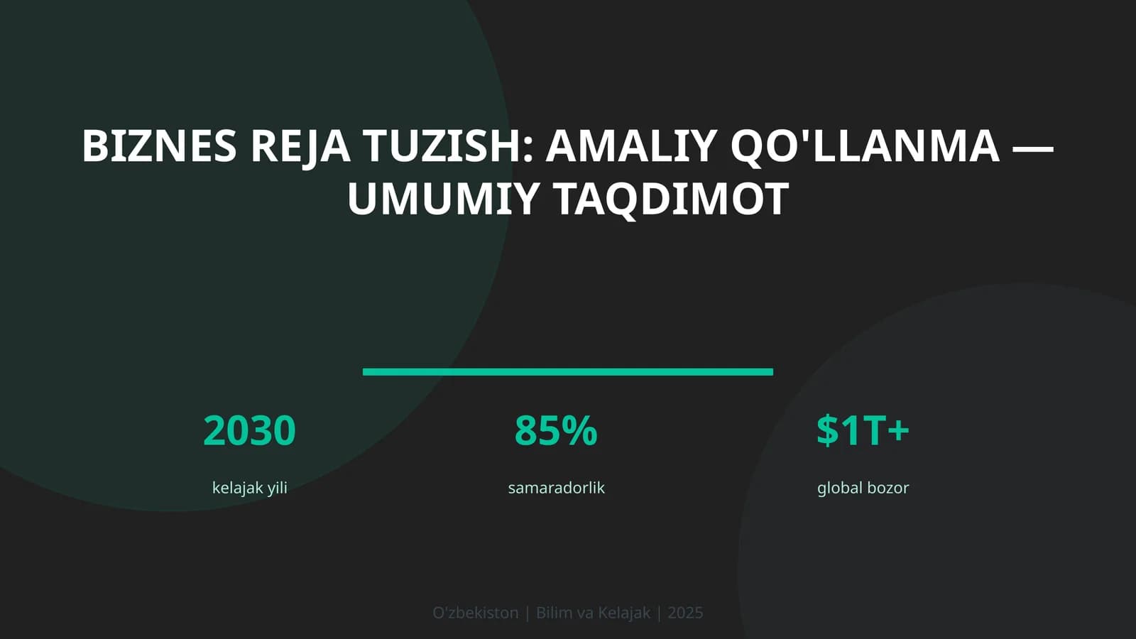 Biznes reja tuzish: amaliy qo'llanma — umumiy taqdimot