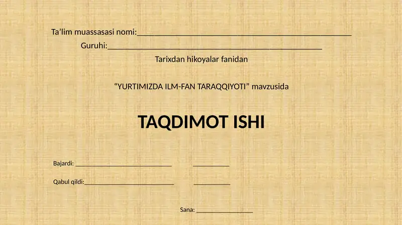 YURTIMIZDA ILM-FAN TARAQQIYOTI