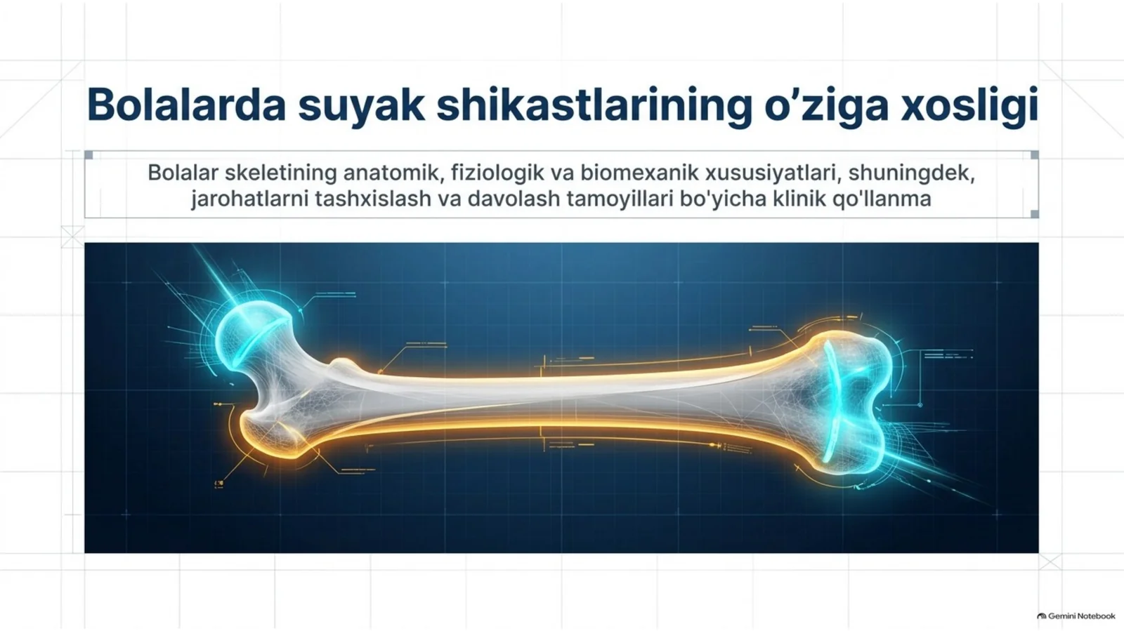 BOLALARDA SUYAK SHIKASTLARINING O‘ZIGA XOS XUSUSIYATLARI | 15 SLAYDLI TIBBIY TAQDIMOT