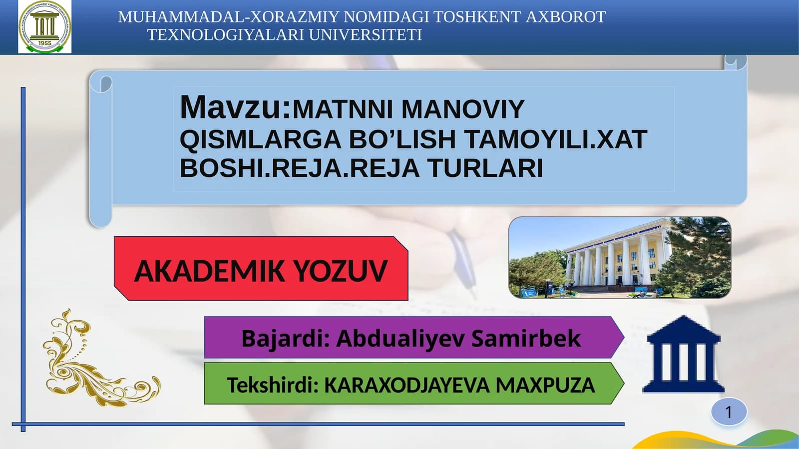 matnni manoviy qismlarga bolish prizintatsiya
