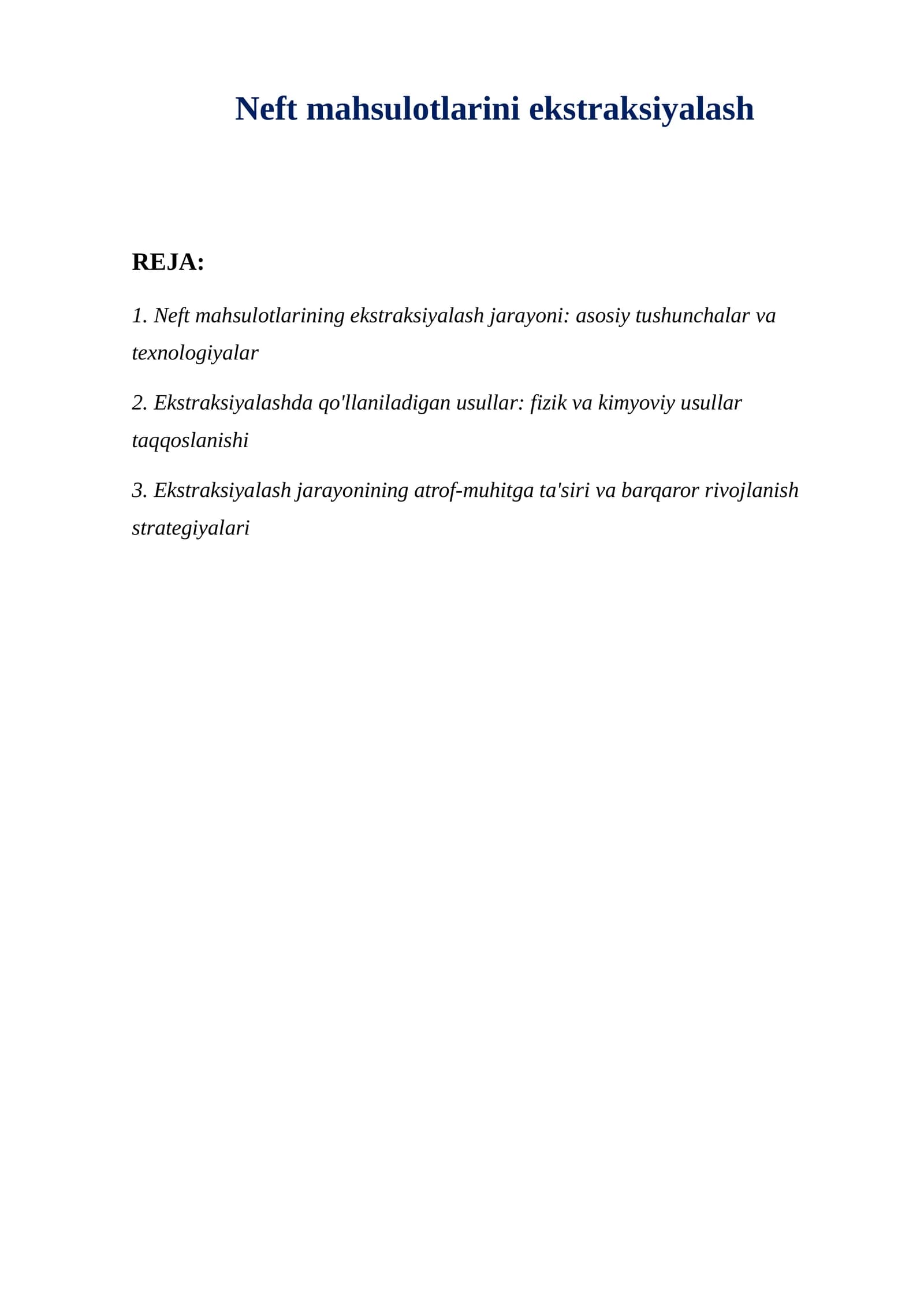 Neft mahsulotlarini ekstraksiyalash