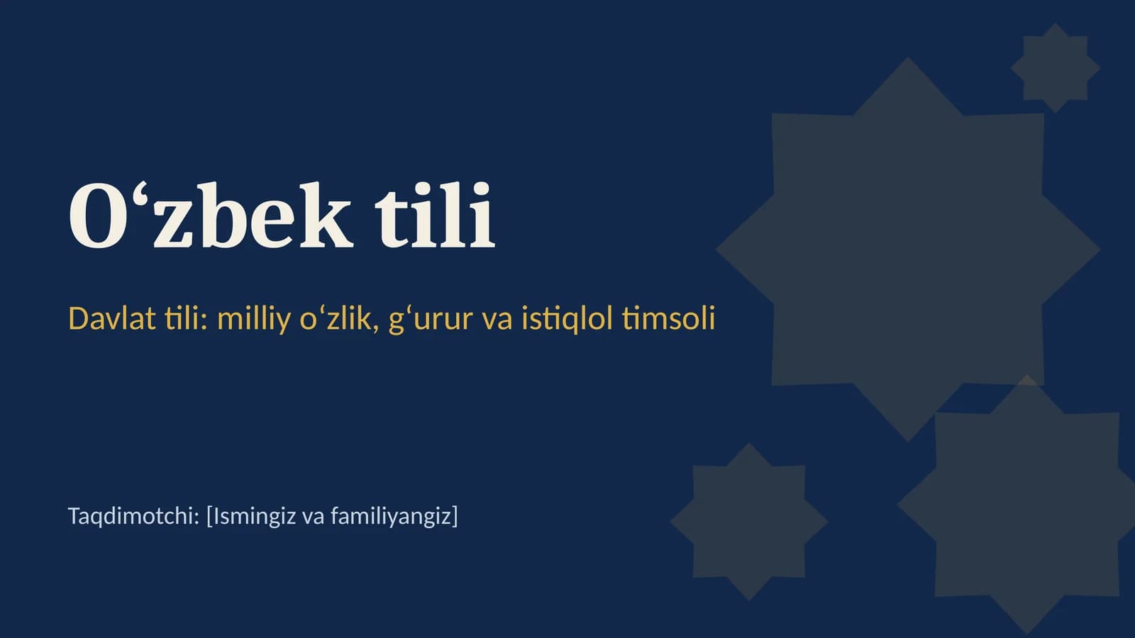 O`zbek tili haqida prezintatsiya