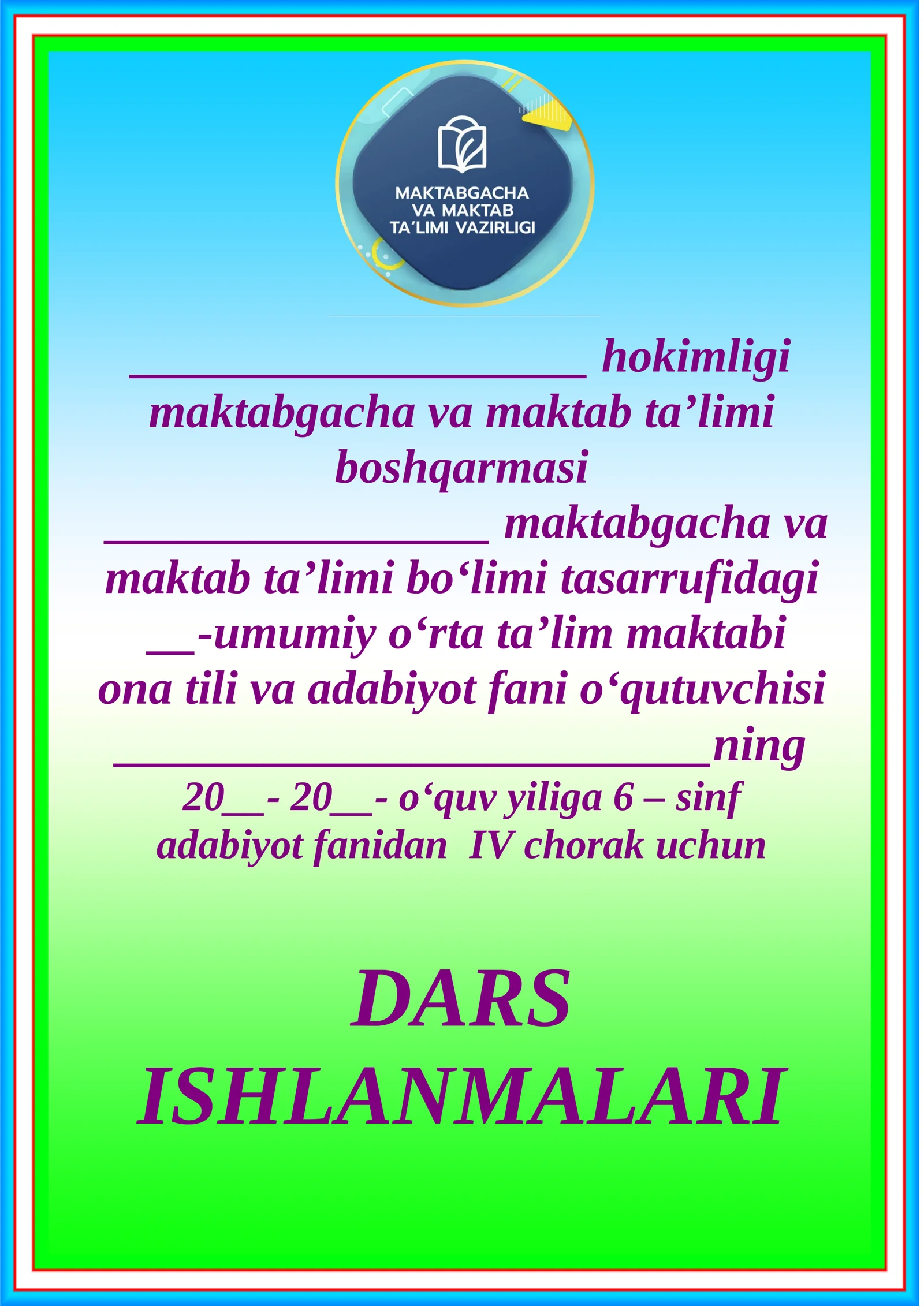 DARS ISHLANMALARI