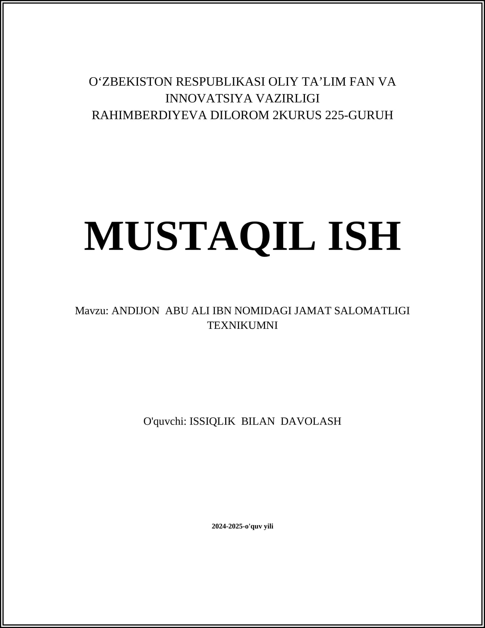 ANDIJON ABU ALI IBN NOMIDAGI JAMAT SALOMATLIGI TEXNIKUMNI