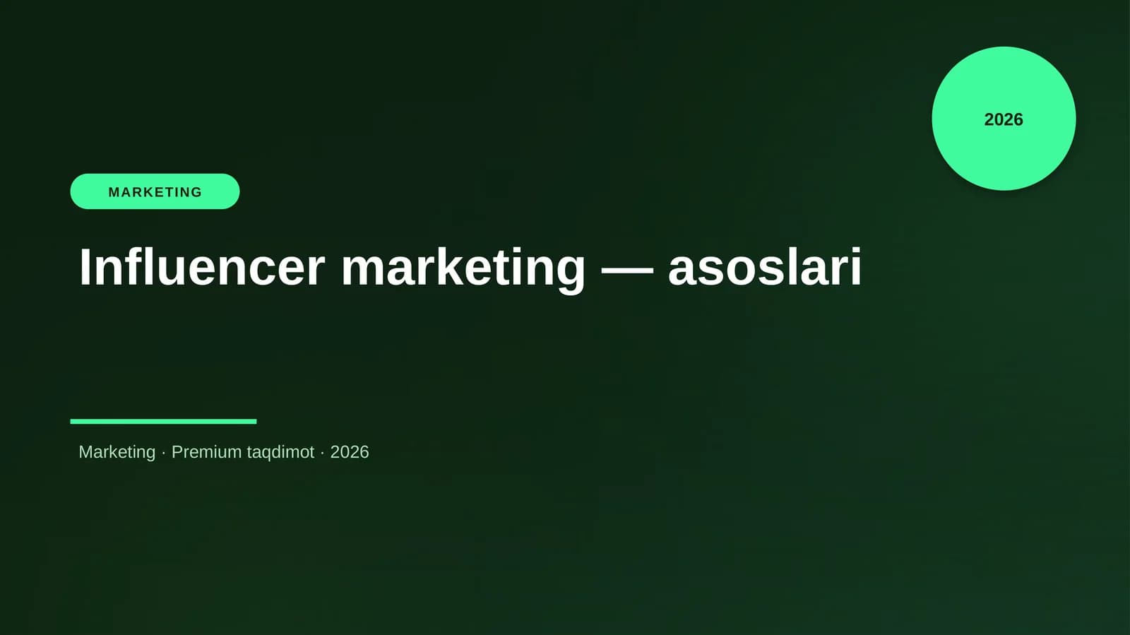 Influencer marketing — asoslari