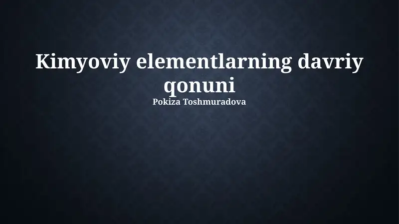 Kimyoviy elementlarning davriy qonuni