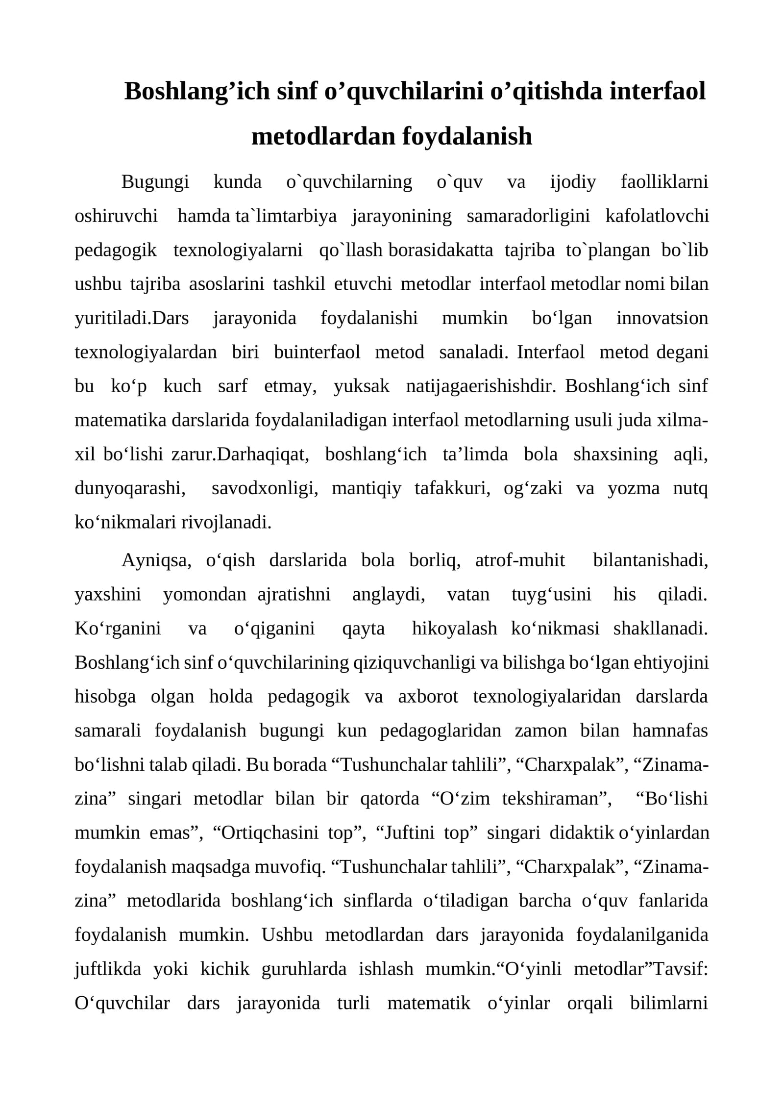 Interfaol metodlar