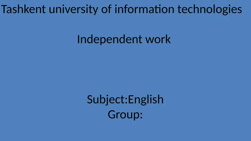Independent work