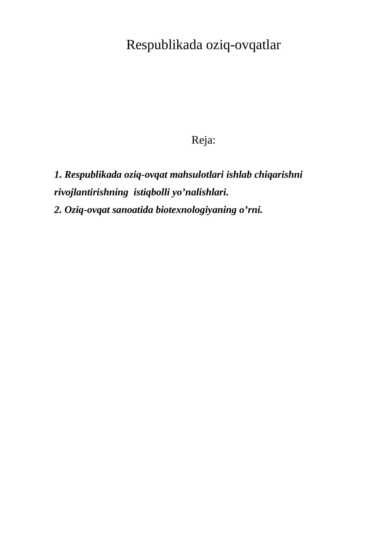 Оziq-оvqаt mаhsulоtlаri