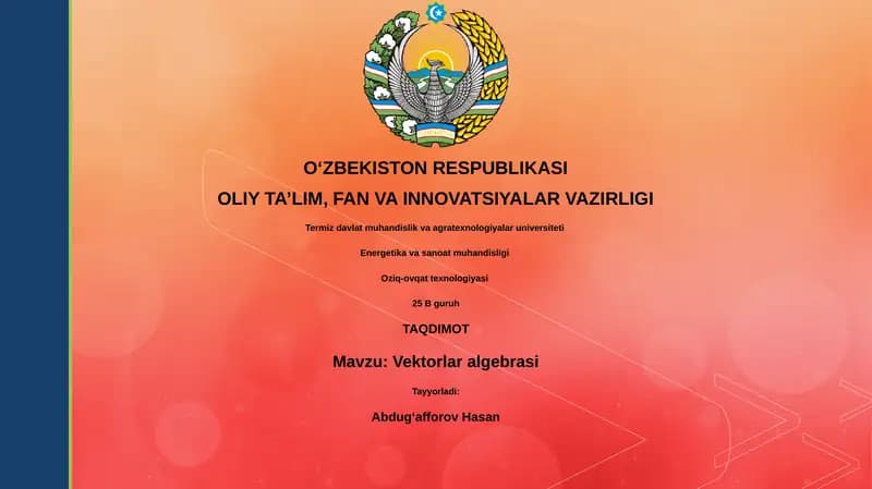 Vektorlar algebrasi